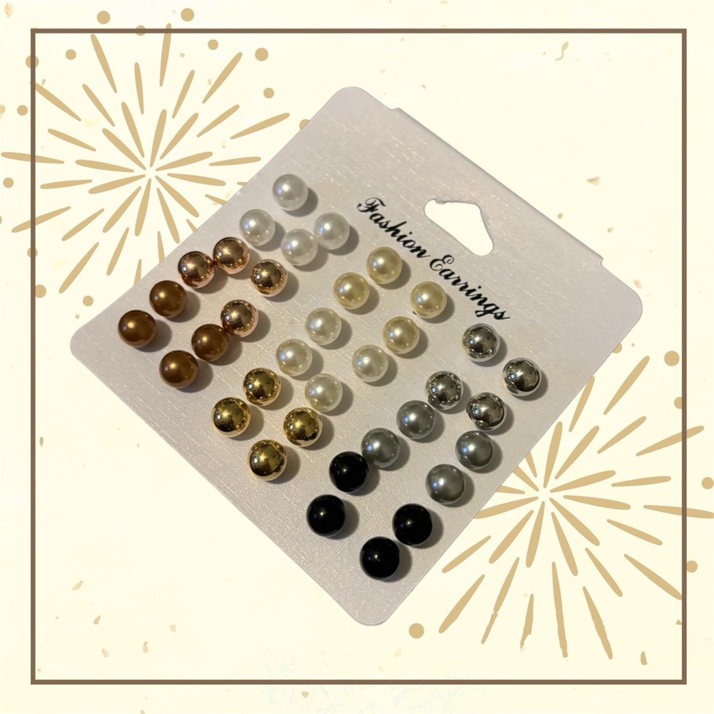 18pcs Multi-Colored CCB & Simulated Pearl Earrings